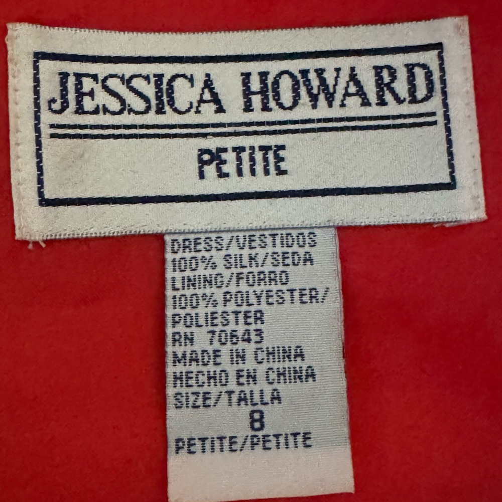 A-172 Jessica Howard‎ 100% Silk Striped Red and Yellow Sleeveless Dress Size 8P - Picture 12 of 14